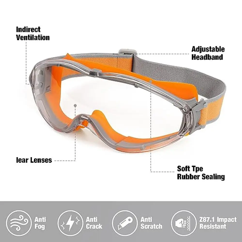 Large Frame Protective Goggles HD Transparent Anti-Ultraviolet Waterproof Anti-Fog Riding And Skiing Safety Sports Glasses thumbnail 2