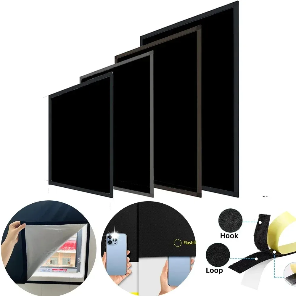 Blackout Blinds Travel Portable Blackout Window Shades Self-adhesive Waterproof Blackout Curtains for Bedroom Dorm thumbnail 2