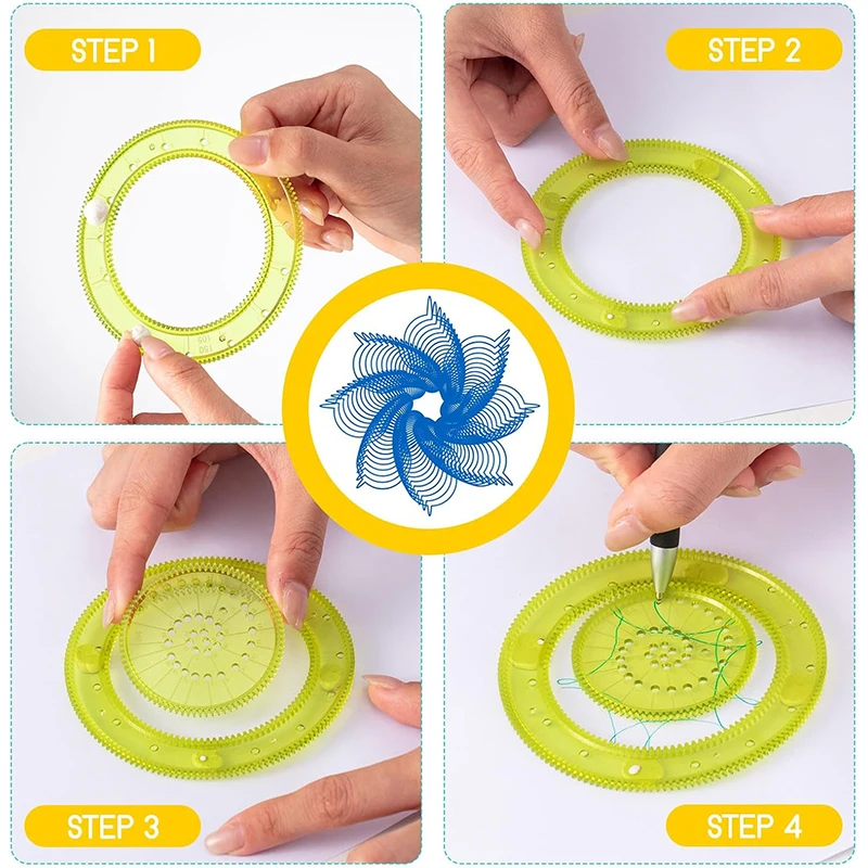 Spirograph Drawing Tools Set DIY Template Geometric Ruler Mathematical Roulette Drawing Tools Learning Painting Supplies TMZ thumbnail 4