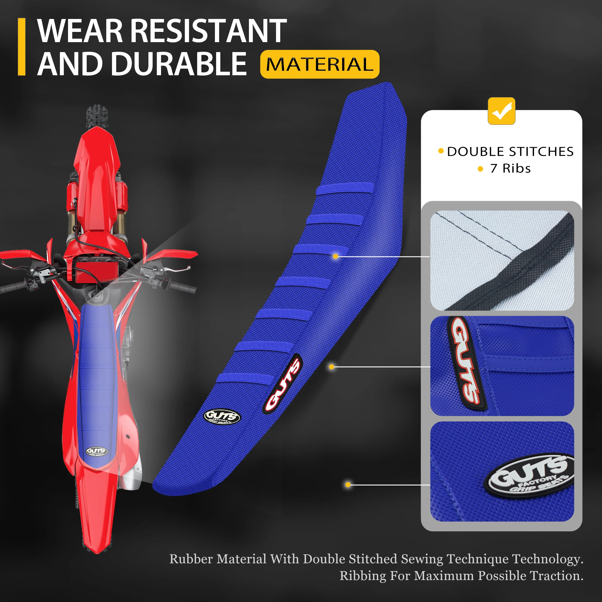 SPACE Motorcycle Rib Ribbed Gripper Seat Covers in Waterproof Set Protection Antislip Upset Apply to For SXF EXC KXF CRF YZF WR thumbnail 3