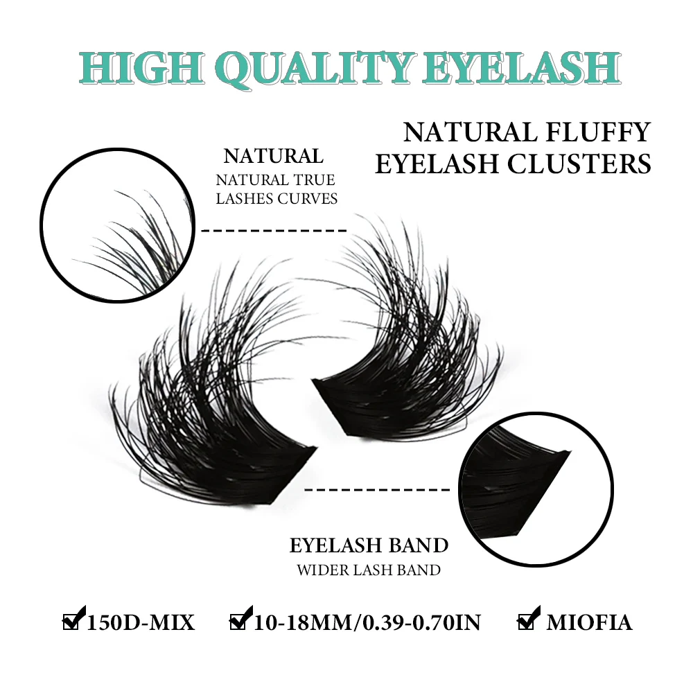 MIOFIA Wispy Thick Lashes Cluster 50D 80D 100D 150D Natural Fluffy False Eyelash Extension Cat Eye Lashes Mixed Tray Makeup thumbnail 4