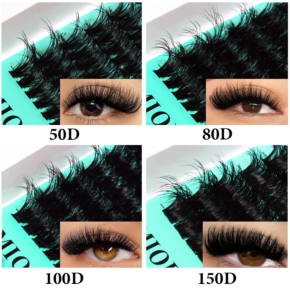 MIOFIA Wispy Thick Lashes Cluster 50D 80D 100D 150D Natural Fluffy False Eyelash Extension Cat Eye Lashes Mixed Tray Makeup thumbnail 2