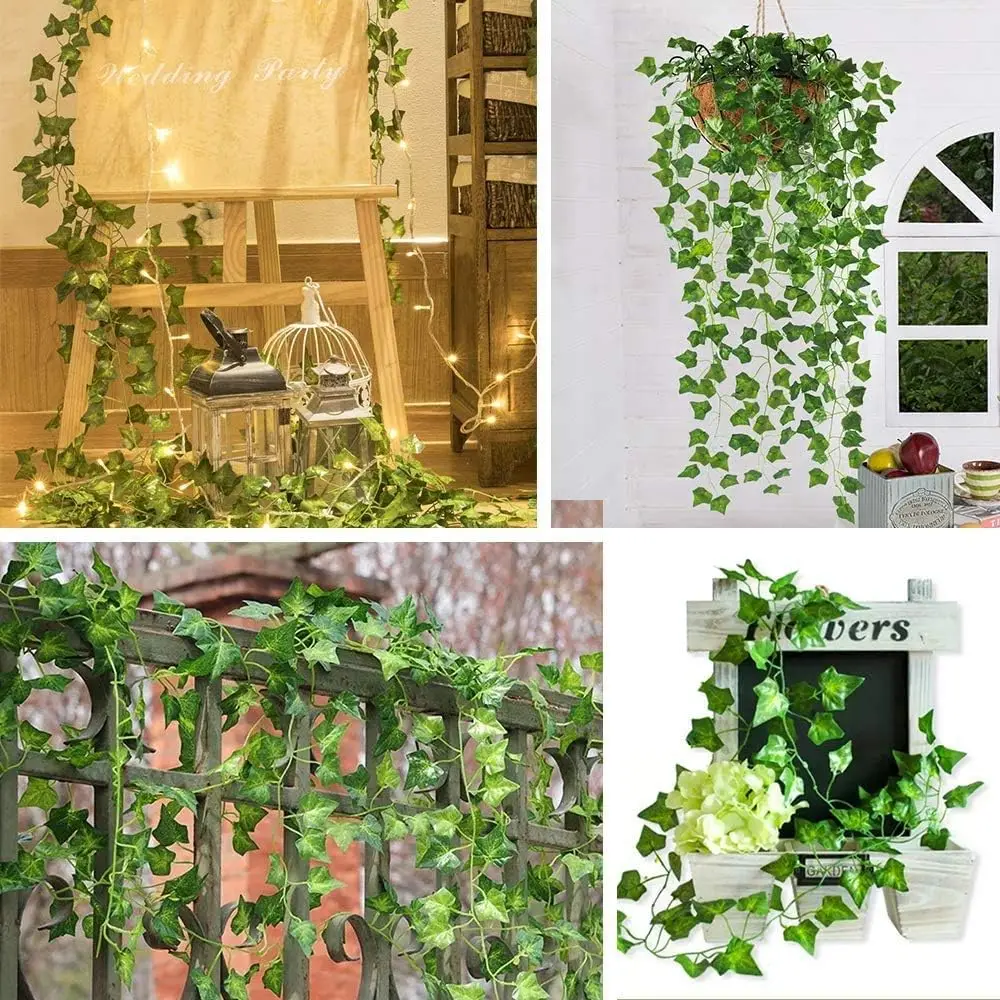 Artificial Ivy Vine Maple Leaves Hanging Garland Fake Plants Green Leaf Rattan for Christmas Wedding Party Home Decor thumbnail 4