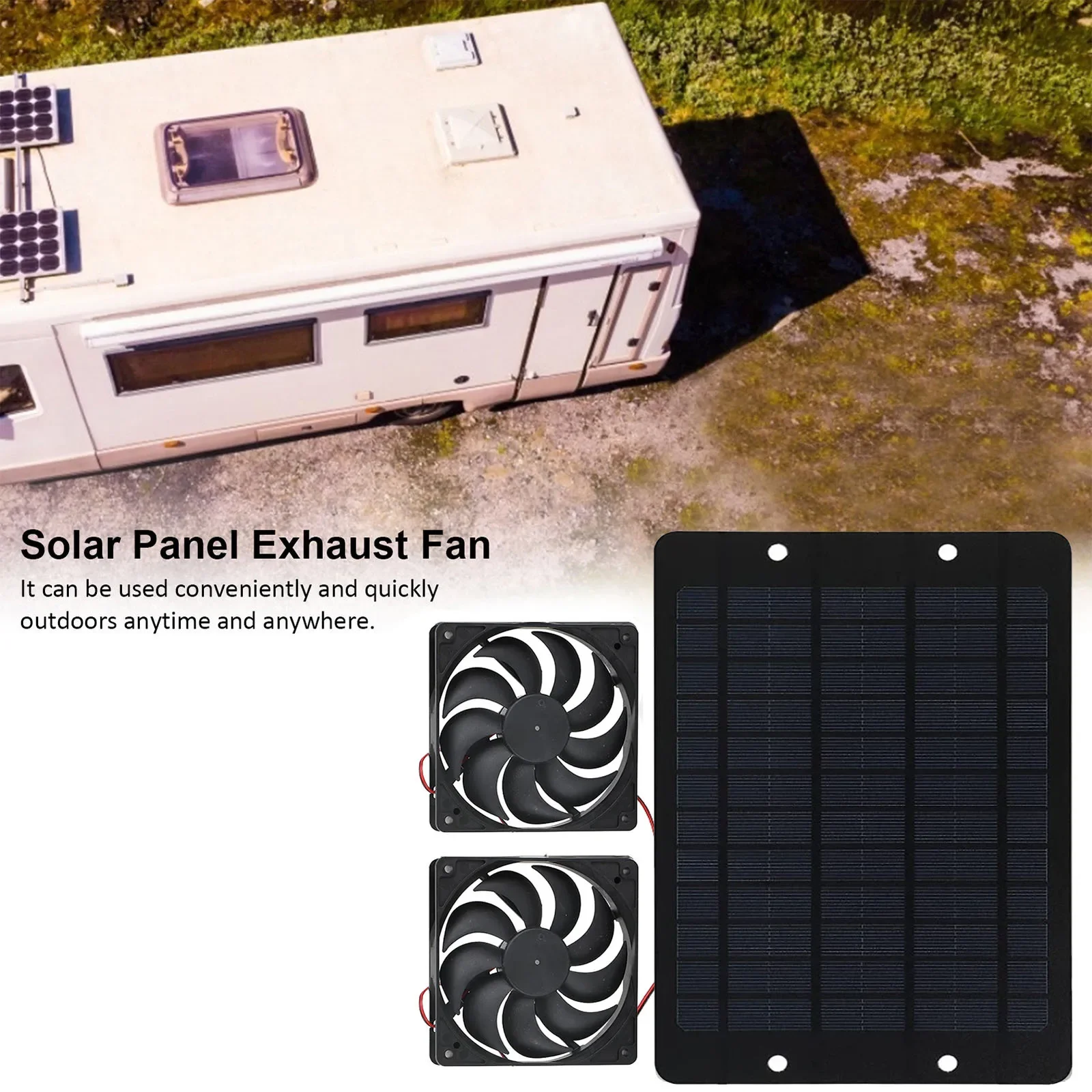 12V Solar fan Solar Charger Exhaust Fan Ventilator Solar Panel Powered Fan Air Extractor for Dog Chicken House RV Greenhouse Fan thumbnail 5