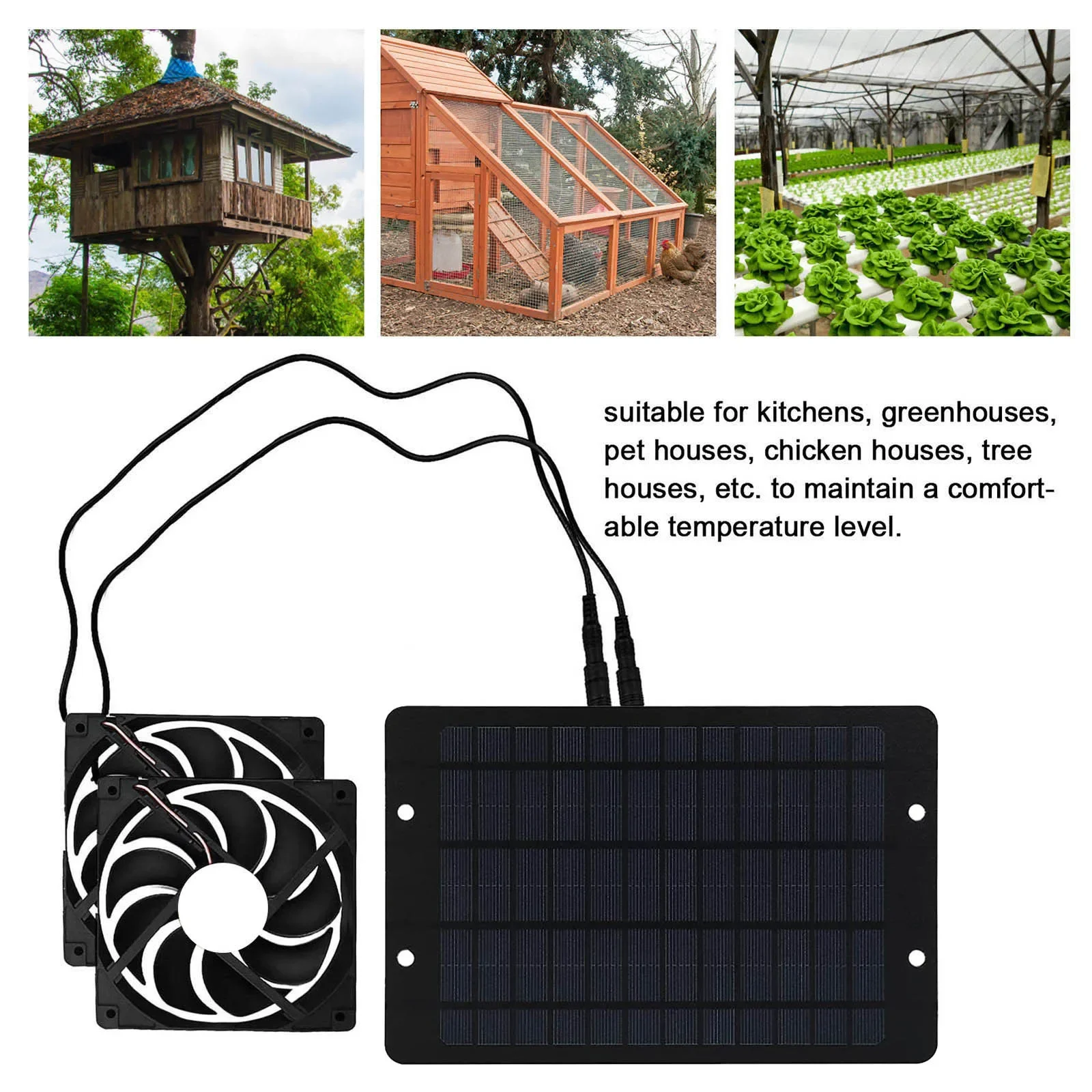 12V Solar fan Solar Charger Exhaust Fan Ventilator Solar Panel Powered Fan Air Extractor for Dog Chicken House RV Greenhouse Fan thumbnail 4