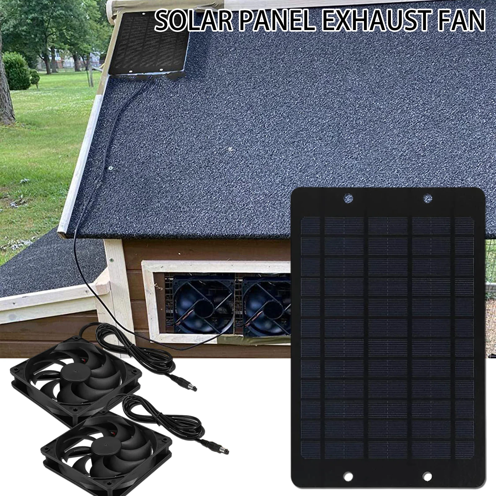 12V Solar fan Solar Charger Exhaust Fan Ventilator Solar Panel Powered Fan Air Extractor for Dog Chicken House RV Greenhouse Fan thumbnail 2