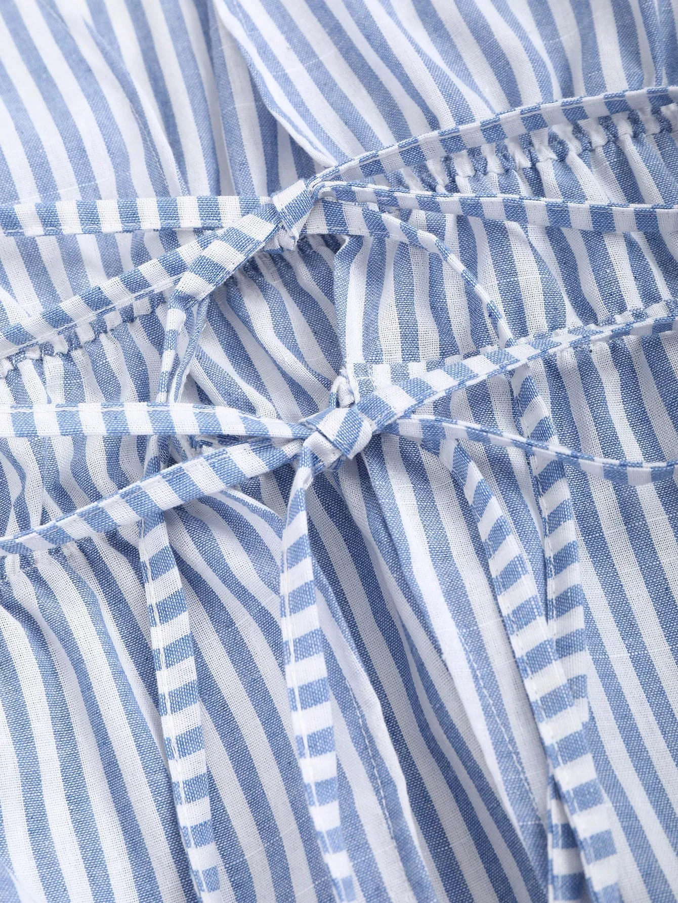 Striped Tie Bow Puff Sleeve Shirt thumbnail 4
