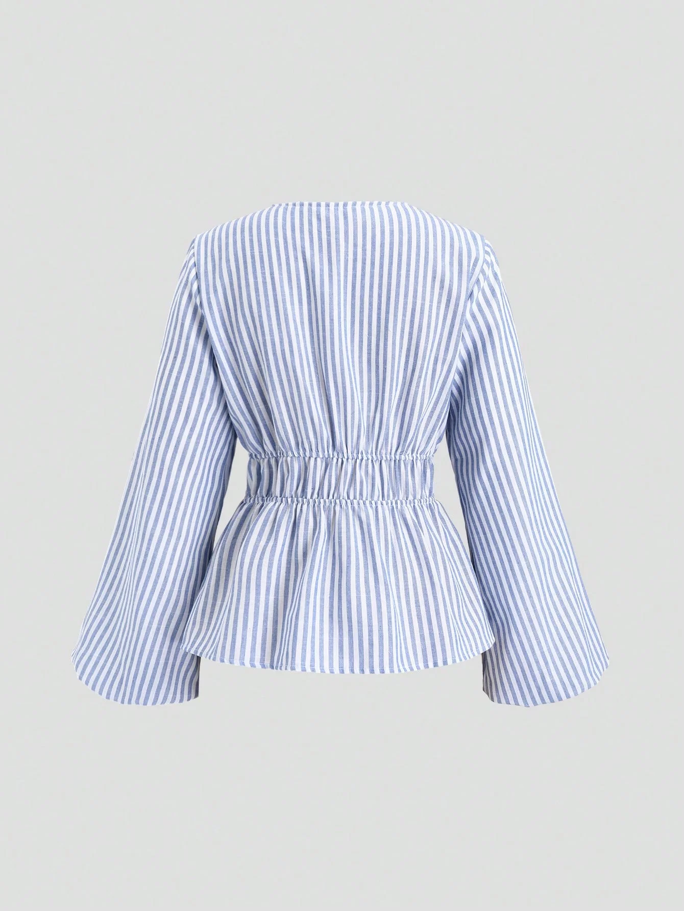 Striped Tie Bow Puff Sleeve Shirt thumbnail 2