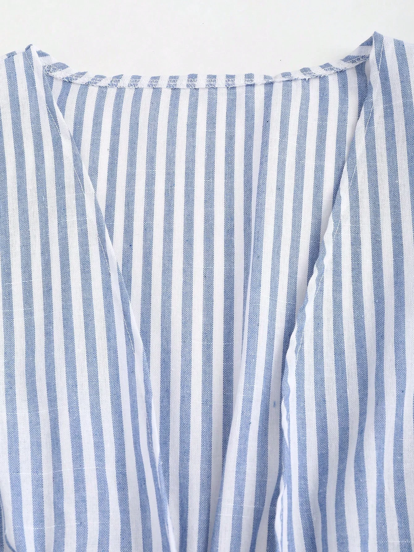 Striped Tie Bow Puff Sleeve Shirt thumbnail 3