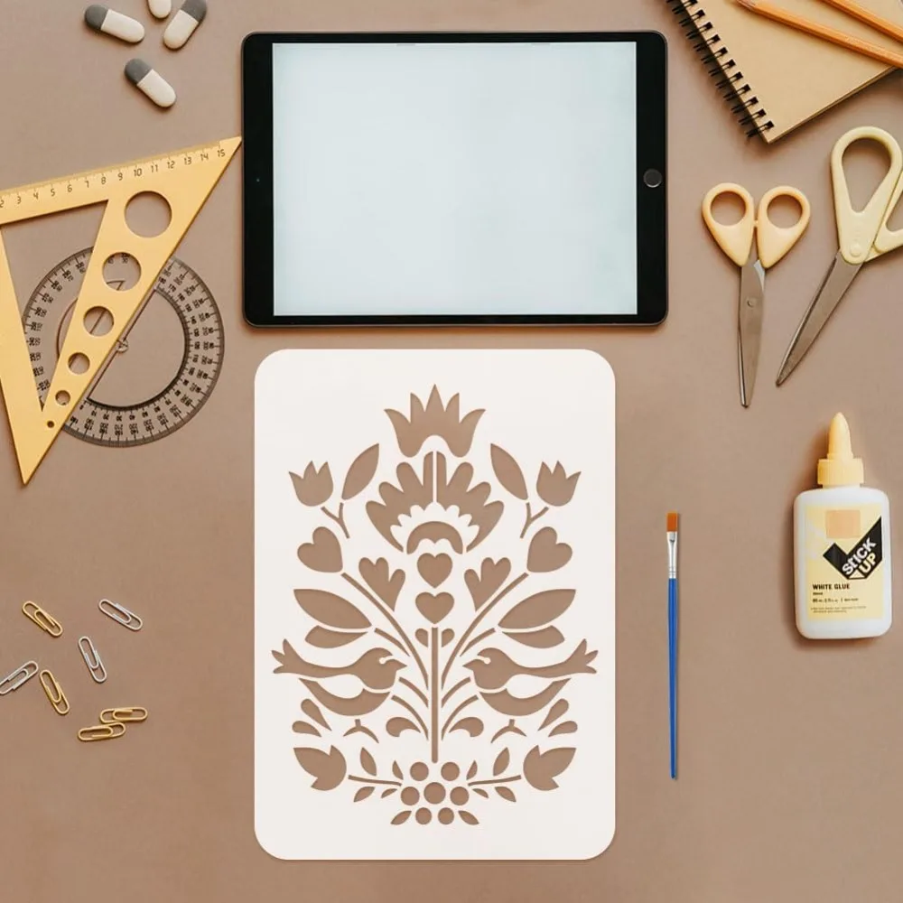 Polish Folk Decoration Painting Stencil with Brush 21x29.7cm/8.3x11.7inch Polish Folk Pattern Drawing Template DIY Art thumbnail 3