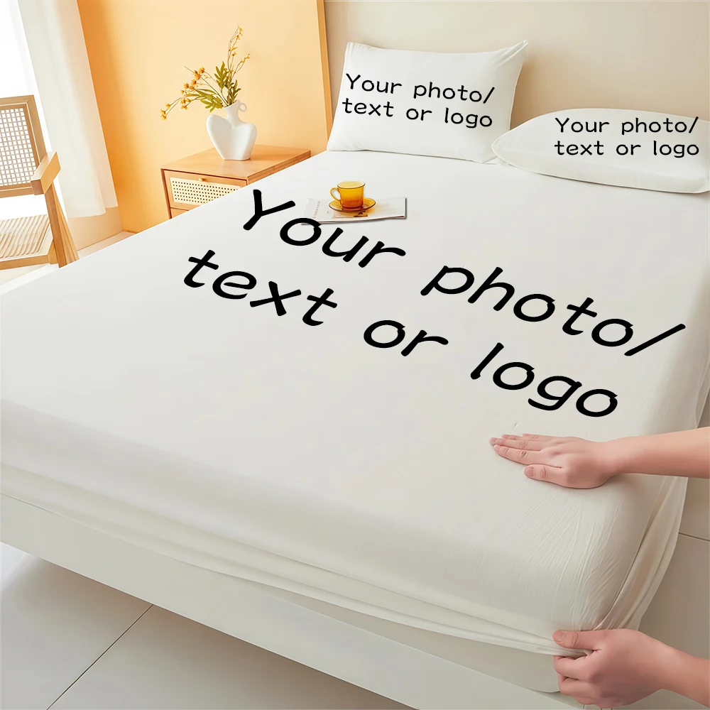 Customizable three piece bed sheet set, with the ability to upload pictures of oneself, family, loved ones, or pets thumbnail 2