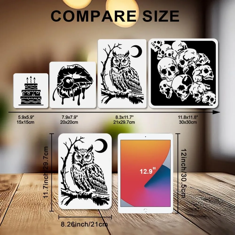 Owl Stencil Bang Owl Animal Stencils for Painting 11.7×8.3inch Reusable Moon Bird Stencil Crafts Drawing Templates with Paint thumbnail 2