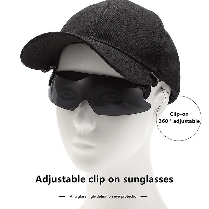 1PC Adjustable Clip Cap Sports Sunglasses Flip-Up Cover UV Protection Polarized Sunglasses Clip On Hat Cycling Goggles thumbnail 5