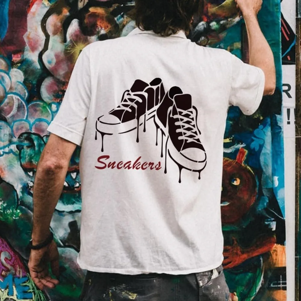 Graffiti Shoes Stencils with a Paint Brush 11.8x11.8 Inch Reusable Sneakers Pattern Stencils PET Shoes Decoration Stencil thumbnail 4