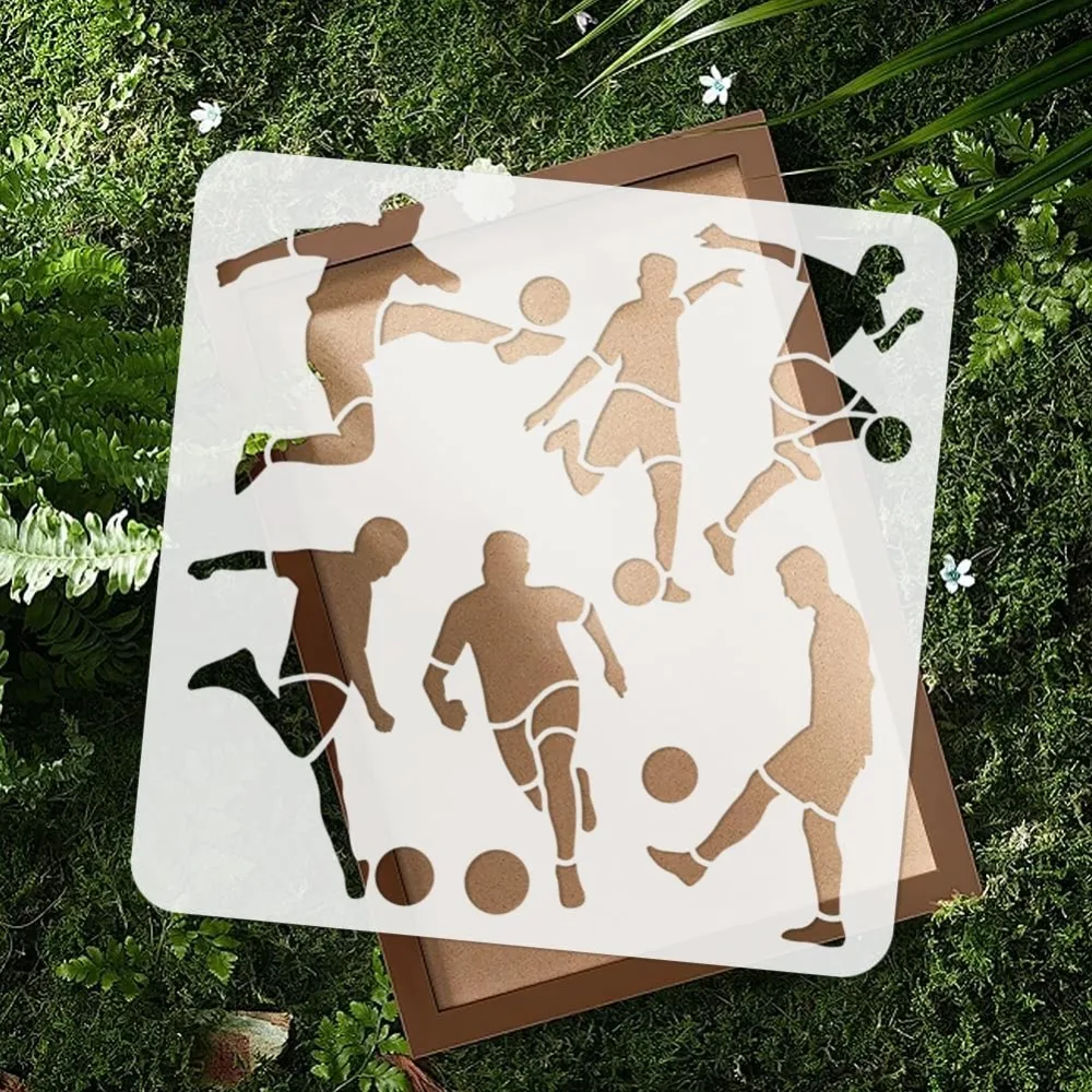 2Pcs Play Football Stencils for Painting  Plastic Soccer Player Stencil Drawing Templates Sport DIY Craft Paint Templates thumbnail 4