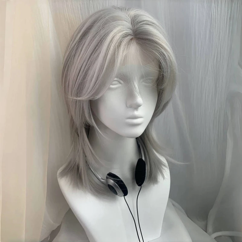Synthetic Women Wig Cosplay Wig Extension Wolf Cut Hairstyle with Hair Bangs High-Layered Lace Front Wig for Women Daily Cosplay thumbnail 2
