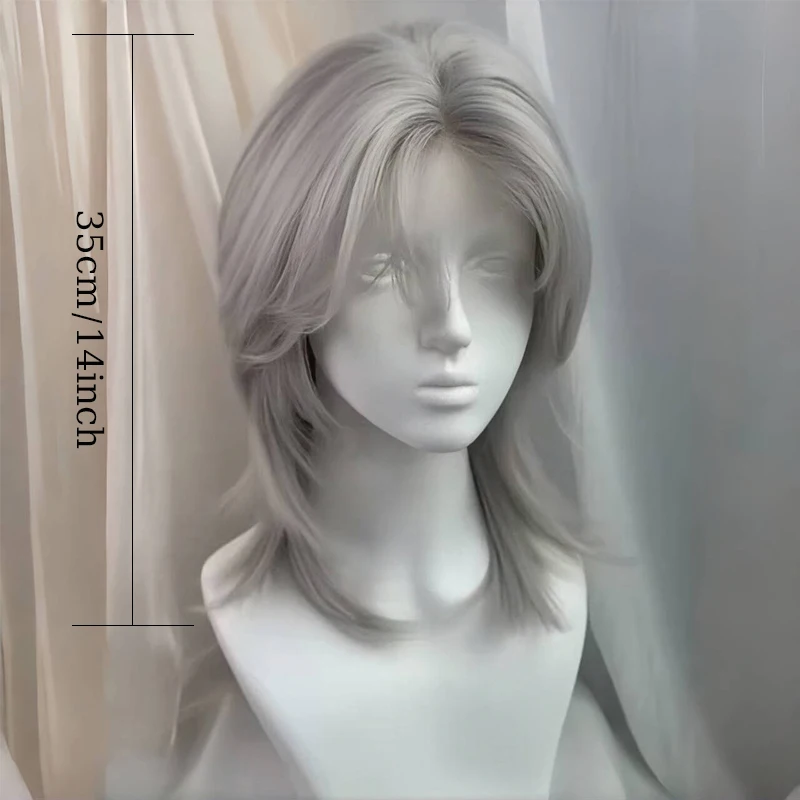 Synthetic Women Wig Cosplay Wig Extension Wolf Cut Hairstyle with Hair Bangs High-Layered Lace Front Wig for Women Daily Cosplay thumbnail 6