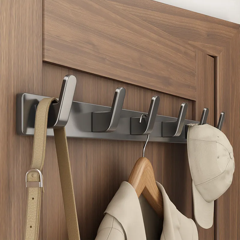 Space Aluminum Hook,No-Drill Wall-mounted Adhesive Hook, Door Back Hooks,Heavy-Duty Clothes Hangers