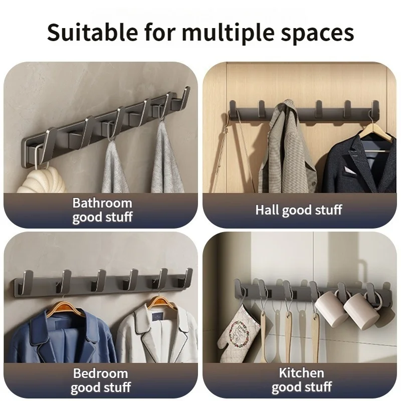 Space Aluminum Hook,No-Drill Wall-mounted Adhesive Hook, Door Back Hooks,Heavy-Duty Clothes Hangers thumbnail 3