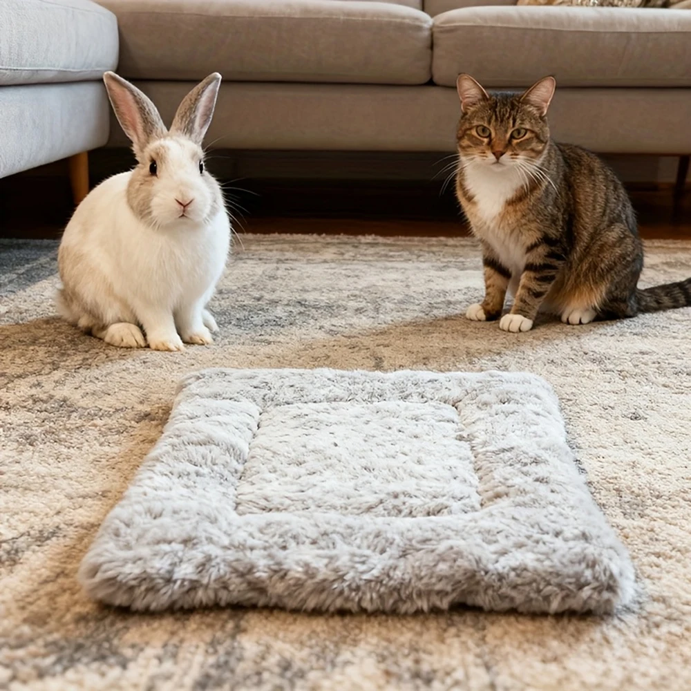 1 PC Warm Winter Reversible Plush Hamster Pad Ultra Soft Guinea Sleeping Mat Pet Bed Mat for Small Animals Kitty Rabbit Squirrel thumbnail 2
