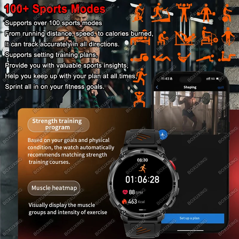 2026 New T-Rex 3 Ultra 1100mAh Smart Watch 5ATM Waterproof Outdoor Sports GPS Track Heart Rate Compass Bluetooth Call Smartwatch thumbnail 4