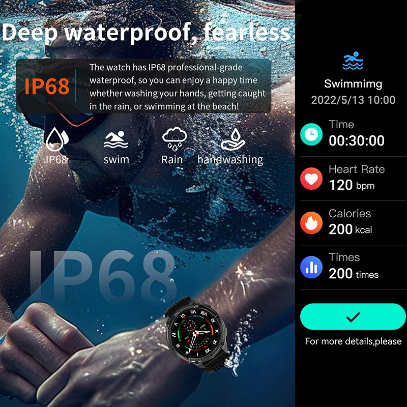2026 New T-Rex 3 Ultra 1100mAh Smart Watch 5ATM Waterproof Outdoor Sports GPS Track Heart Rate Compass Bluetooth Call Smartwatch thumbnail 5