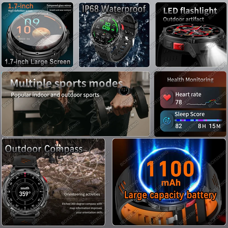 2026 New T-Rex 3 Ultra 1100mAh Smart Watch 5ATM Waterproof Outdoor Sports GPS Track Heart Rate Compass Bluetooth Call Smartwatch thumbnail 2