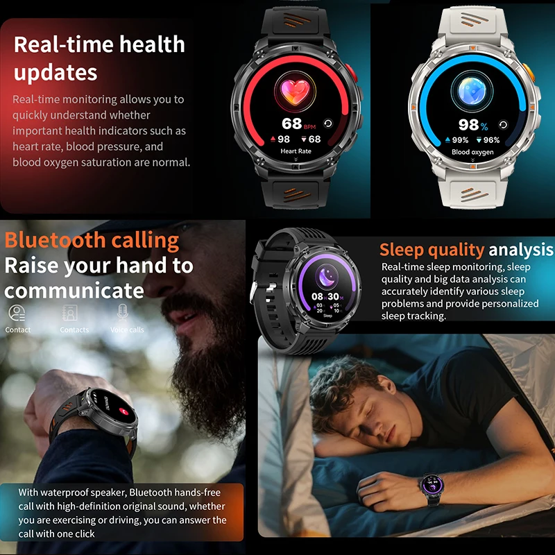 2026 New T-Rex 3 Ultra 1100mAh Smart Watch 5ATM Waterproof Outdoor Sports GPS Track Heart Rate Compass Bluetooth Call Smartwatch thumbnail 6