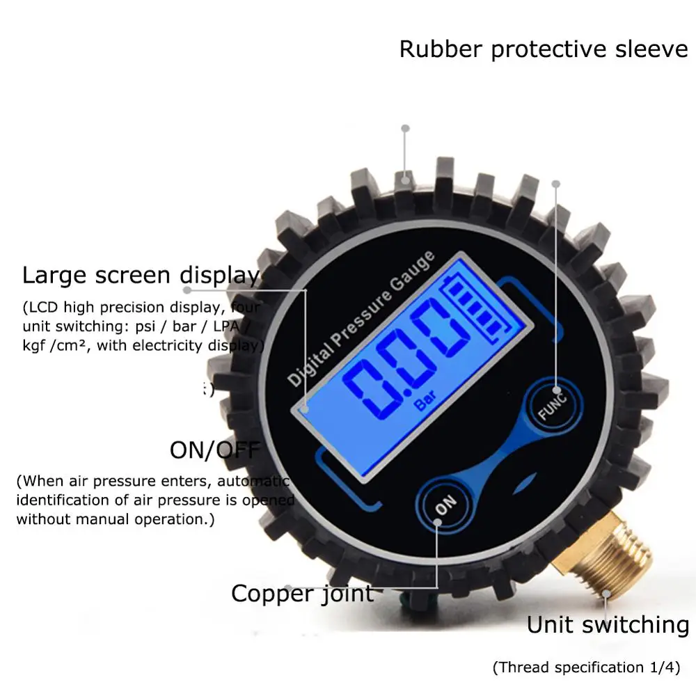 Tire Pressure Monitoring System Digital Tire Pressure Gauge Car Bike Motorcycle Tyre Tester Air PSI Meter 1/8NPT Car Accessories thumbnail 4