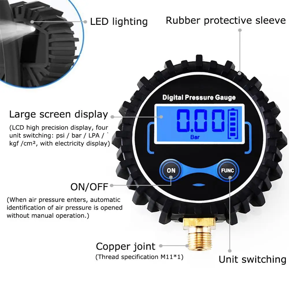 Tire Pressure Monitoring System Digital Tire Pressure Gauge Car Bike Motorcycle Tyre Tester Air PSI Meter 1/8NPT Car Accessories thumbnail 5