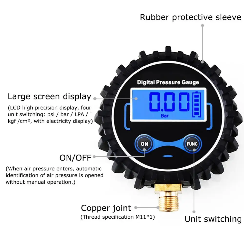 Tire Pressure Monitoring System Digital Tire Pressure Gauge Car Bike Motorcycle Tyre Tester Air PSI Meter 1/8NPT Car Accessories thumbnail 2