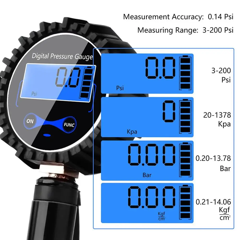 Tire Pressure Monitoring System Digital Tire Pressure Gauge Car Bike Motorcycle Tyre Tester Air PSI Meter 1/8NPT Car Accessories thumbnail 6