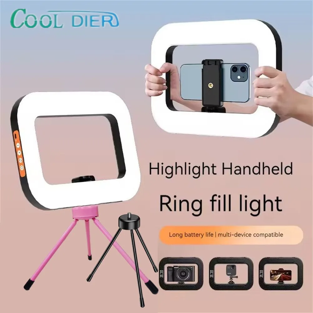 New Handheld Ring LED Rechargeable Fill light Portable Mobile Phone Live Broadcast Photography Desktop Rabbit Cage Selfie Light thumbnail 2
