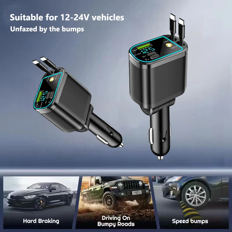 One-to-five vehicle mobile phone charger, supporting super-fast charging, with ambient light and starry sky light thumbnail 2