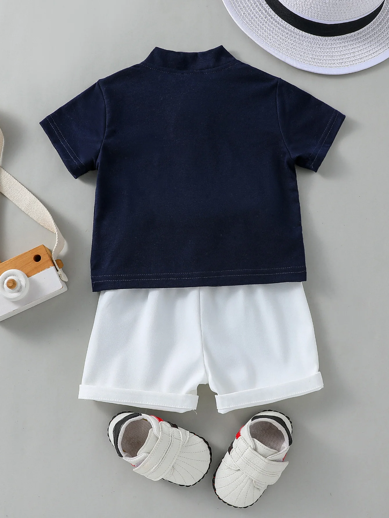 2PCS Infant Baby Boy Clothes Set White Short Sleeves T-shirt Shorts  Summer Daily Casual Outfit for Toddler Suits thumbnail 2