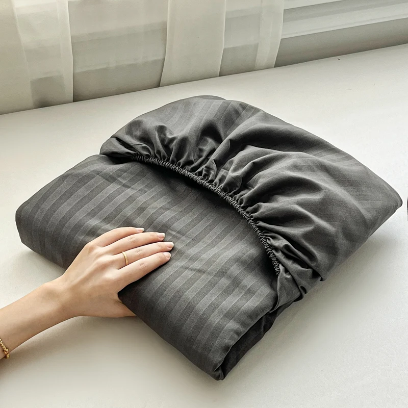 Fitted Bed Sheet with Elastic Band Solid Color Soft Mattress Cover for Single Double King Queen Bed 90/120/140/150/160/180x200cm thumbnail 2