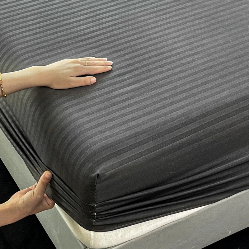 Fitted Bed Sheet with Elastic Band Solid Color Soft Mattress Cover for Single Double King Queen Bed 90/120/140/150/160/180x200cm thumbnail 4