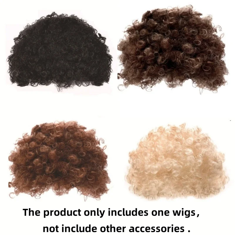 Synthetic Curly Hair Wigs Disco Hippie Rock Punk Afro Wigs Men Women Party Halloween Cosplay Hair Caps Headcover Without Glasses thumbnail 6