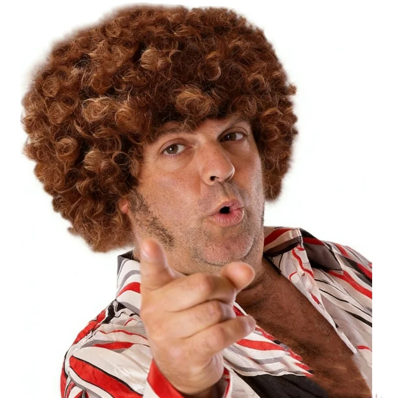 Synthetic Curly Hair Wigs Disco Hippie Rock Punk Afro Wigs Men Women Party Halloween Cosplay Hair Caps Headcover Without Glasses thumbnail 4