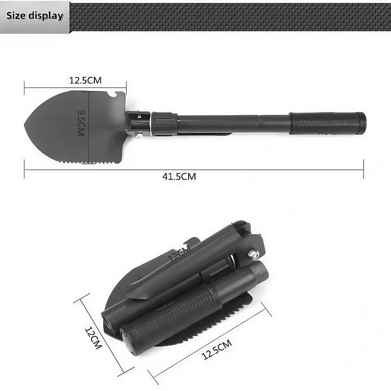 Multi-Function Foldable Camping Shovel Telescopic Survival Gear for Hiking Gardening Snow Removal and Outdoor Adventure thumbnail 2