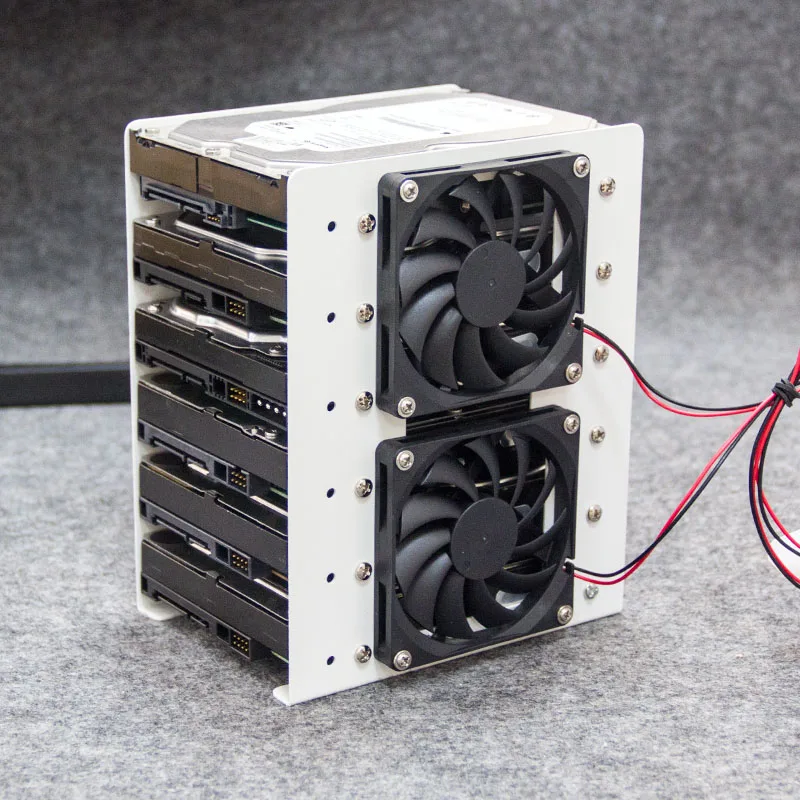Metal Mechanical Hard Disk Bracket 6F Chassis Built-In 6x3.5 Inch Superimposed Expansion with Fan Cooling for PC Case thumbnail 2