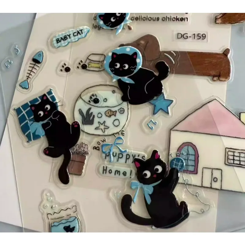 Fashion Korean Ins Cartoon dog cat 3D Crystal Stickers Decoration Material for Mobile Phone Case Diy Camera Pad 3d Наклейка thumbnail 2