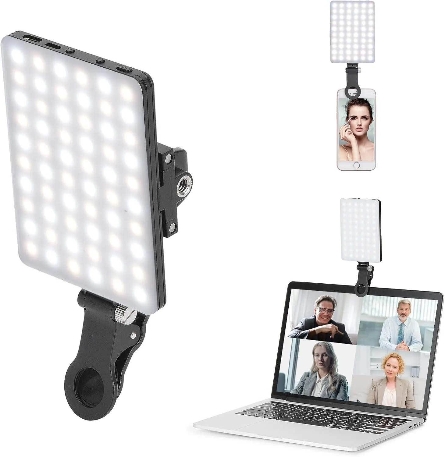 LED Portable Clip-on Selfie Light; Video Conference Lighting, 3 Lighting Modes, Suitable for iPhone Camera Laptop thumbnail 2