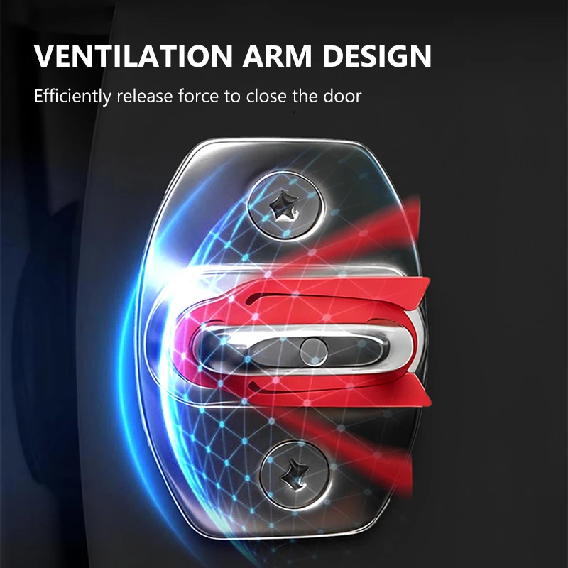 SEAMETAL 4pcs Car Door Lock Shock Pad Silicone Auto Door Lock Protection Cover Force Release Arm Design for Car Truck Door Latch thumbnail 6