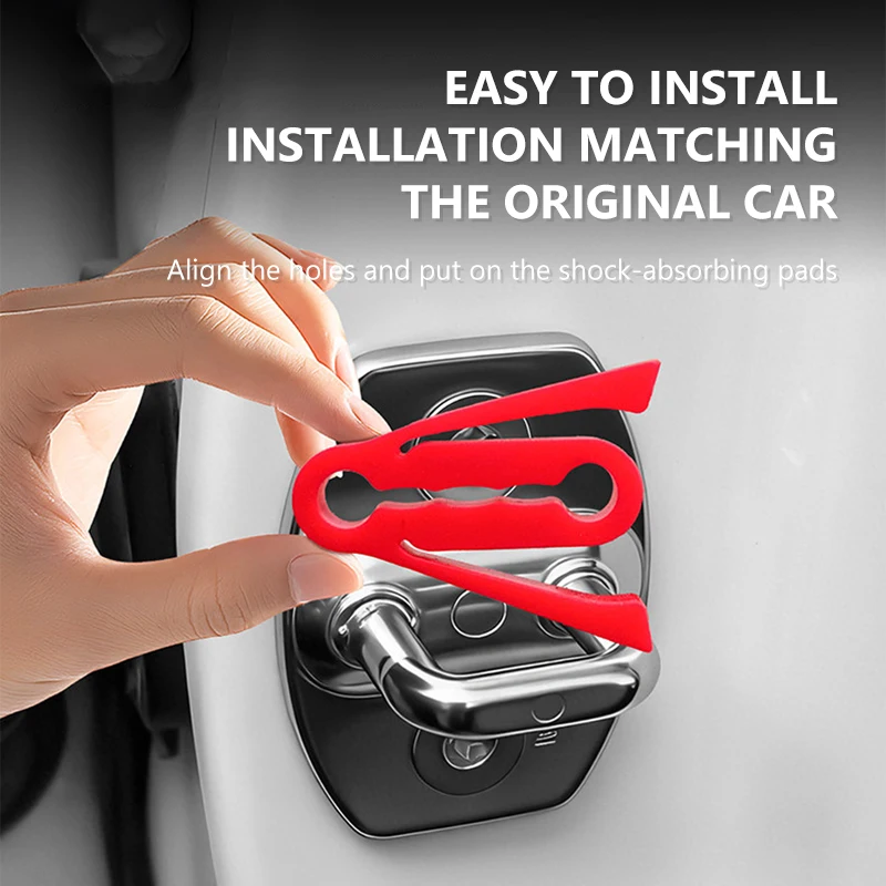 SEAMETAL 4pcs Car Door Lock Shock Pad Silicone Auto Door Lock Protection Cover Force Release Arm Design for Car Truck Door Latch thumbnail 4