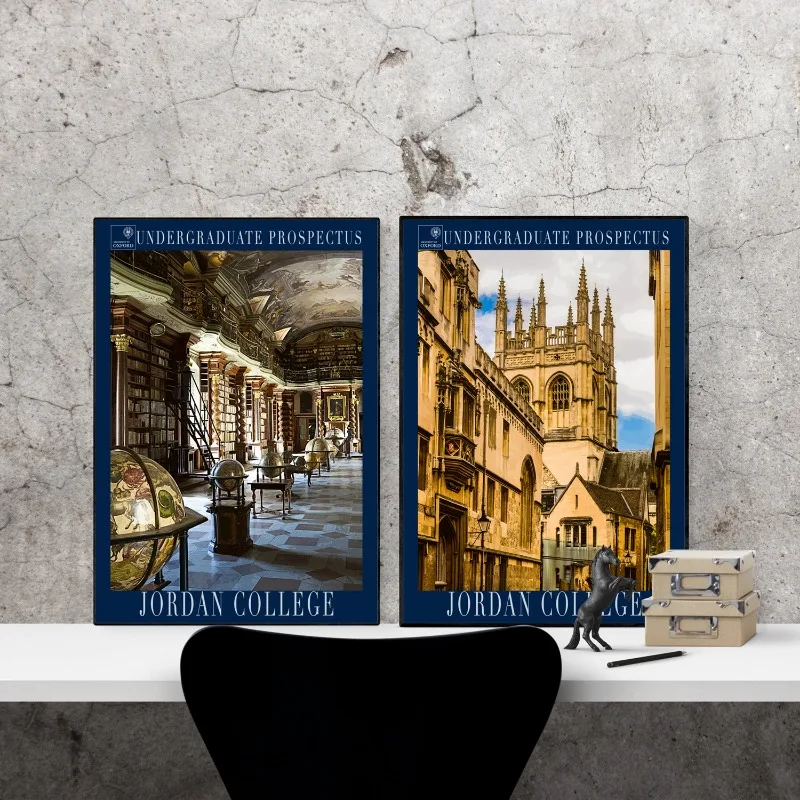 Set of 2 Vintage University Posters Fantasy Literature Inspired Wall Art Study Room Book Lover Gift His Dark-Materials Canvas thumbnail 4