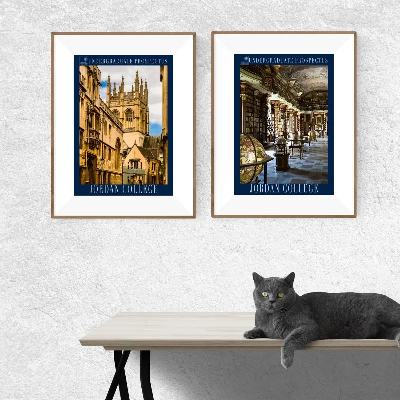 Set of 2 Vintage University Posters Fantasy Literature Inspired Wall Art Study Room Book Lover Gift His Dark-Materials Canvas thumbnail 3