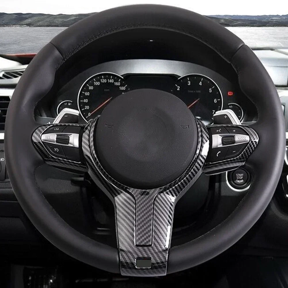 ABS Carbon Texture Car Interior Steering Wheel Cover Trim For BMW F Chassis F06 F10 F11 F12 F15 F16 F20 F21 F22 F23 F30 F32 F34 thumbnail 2