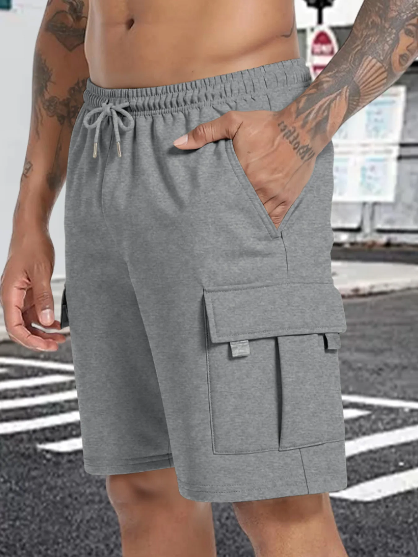 Summer Men's Sport Shorts Male Breathable Loose Multi-pockets Cargo Shorts Outdoor Jogging Fitness Casual Drawstring Mens Shorts thumbnail 3
