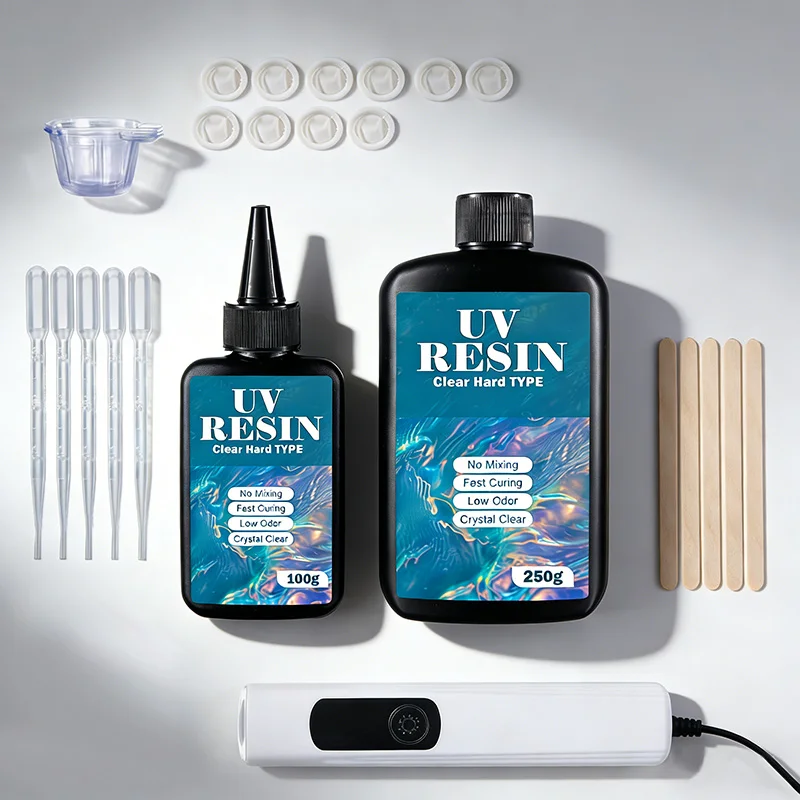 UV Resin Kit with Light Upgraded Hard Type Crystal Clear Ultraviolet Curing UV Resin for Craft DIY Jewelry Making Molds Casting thumbnail 5
